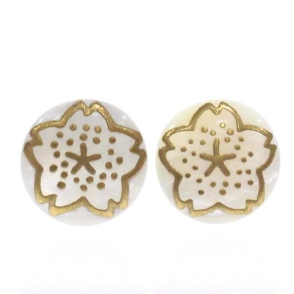 【Mt. ARTIGIANO】桜・白蝶貝のボタンダウンピアス