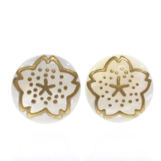 【Mt. ARTIGIANO】桜・白蝶貝のボタンダウンピアス