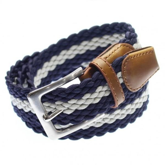 メッシュベルト・ネイビー×グレー・着け心地抜群なゴム素材伸縮タイプ・フリーサイズ