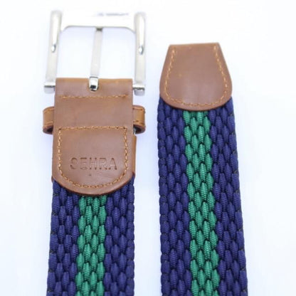 メッシュベルト・ネイビー×グリーン・着け心地抜群なゴム素材伸縮タイプ・フリーサイズ