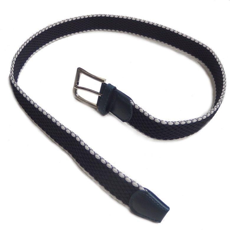 メッシュベルト・ネイビー×縁白・着け心地抜群なゴム素材伸縮タイプ・フリーサイズ