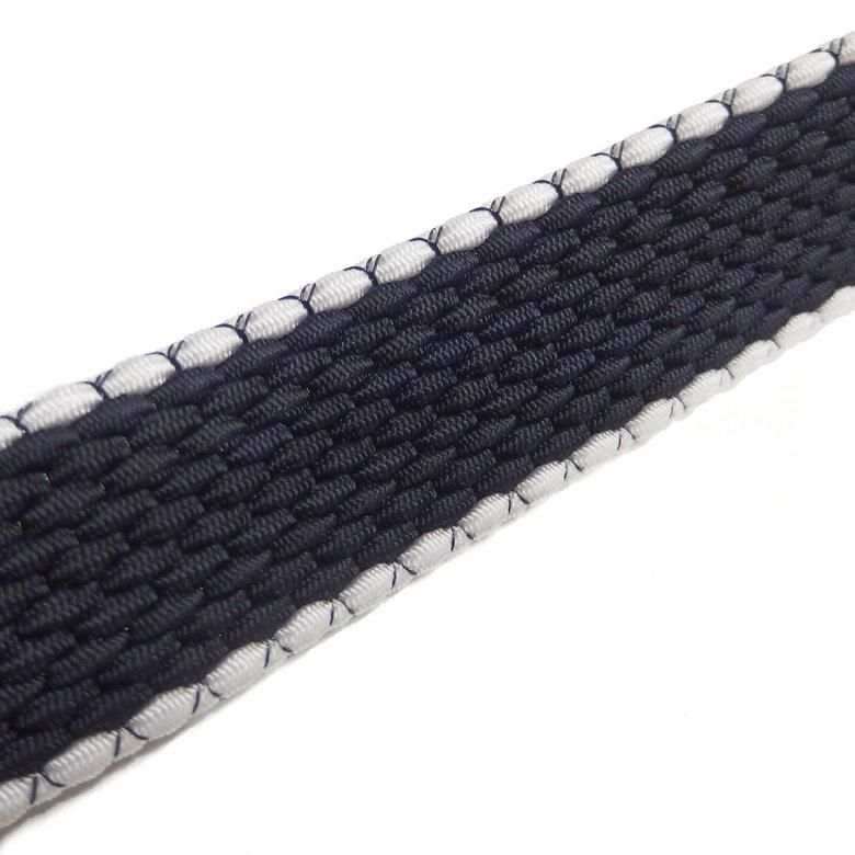 メッシュベルト・ネイビー×縁白・着け心地抜群なゴム素材伸縮タイプ・フリーサイズ