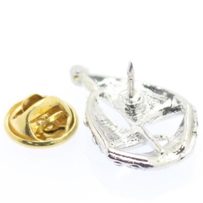 シルバー・ヨット・ラインストーンのラペルピン・ブローチ