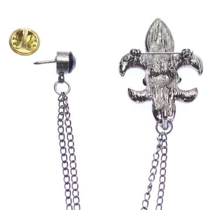 フルールドリス・ブラックストーン・チェーンラペルピン・ブローチ