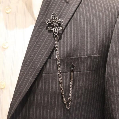 フルールドリス・ブラックストーン・チェーンラペルピン・ブローチ