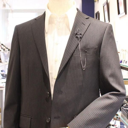 フルールドリス・ブラックストーン・チェーンラペルピン・ブローチ