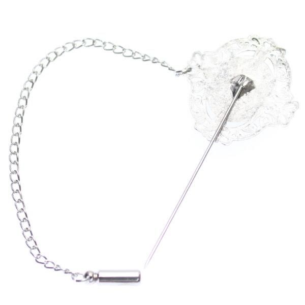 ヨーロピアン風・チェーン付きラペルブローチ