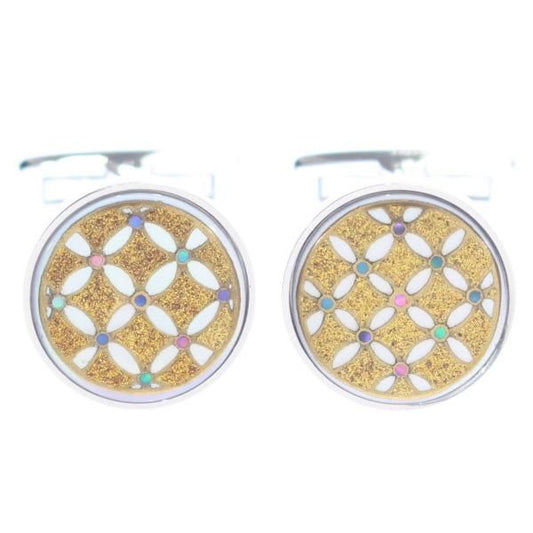 【受注生産品】金色に輝く七宝の蒔絵カフス(カフリンクス/カフスボタン)