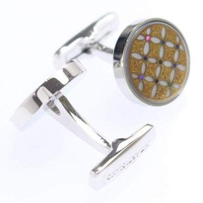 【受注生産品】金色に輝く七宝の蒔絵カフス(カフリンクス/カフスボタン)