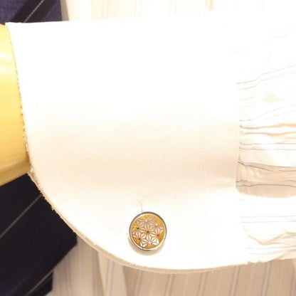 金色に輝く麻葉の蒔絵カフス(カフリンクス/カフスボタン)