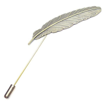 フェザー・羽根モチーフ・アンティークゴールドのラペルピン(ピンブローチ)