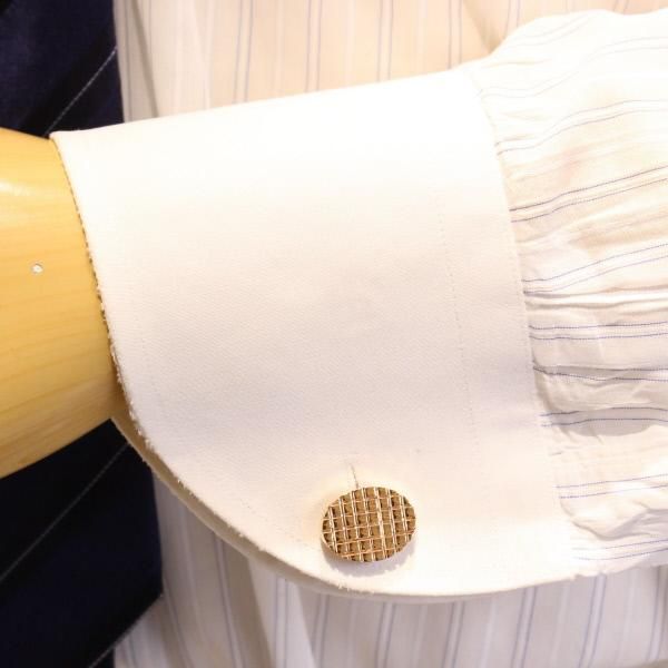 ピンクゴールド・チェック柄・オーバルデザインのカフス(カフリンクス/カフスボタン)