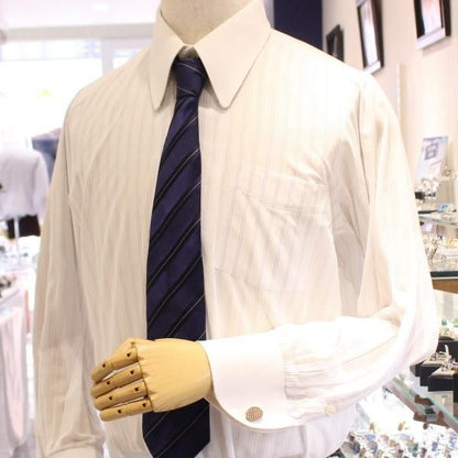 ピンクゴールド・チェック柄・オーバルデザインのカフス(カフリンクス/カフスボタン)