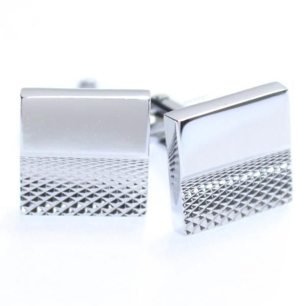 シルバー・スクエア・ハーフデザインのカフス(カフリンクス/カフスボタン)
