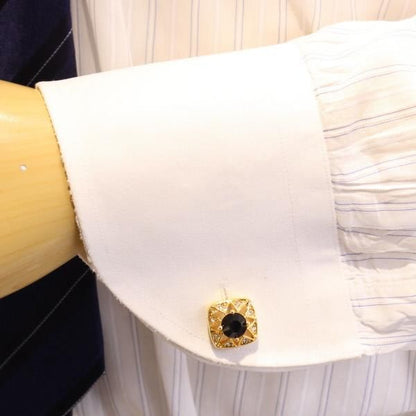 ゴールド×ブラック・きらきらストーンのカフス(カフリンクス/カフスボタン)