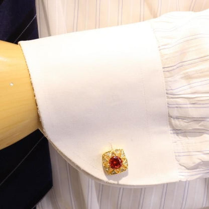 ゴールド×レッド・きらきらストーンのカフス(カフリンクス/カフスボタン)