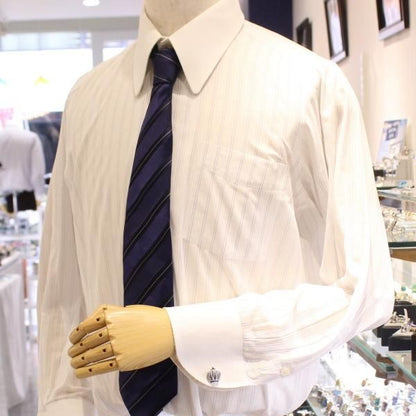 シルバー×ブルーストーン・きらきら王冠のカフス(カフリンクス/カフスボタン)