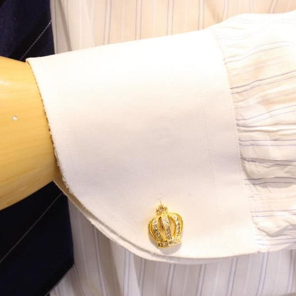 ゴールド×クリアストーン・きらきら王冠のカフス(カフリンクス/カフスボタン)