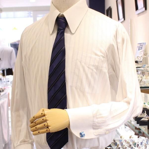 そよ風の様な爽やかさ・ブルー・ウェーブデザインのカフス(カフリンクス/カフスボタン)