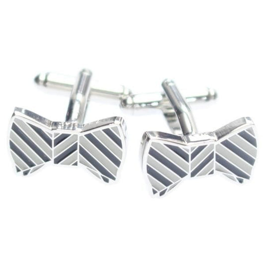 ブラック×グレー・リボンのカフス(カフリンクス/カフスボタン)