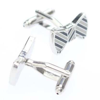 ブラック×グレー・リボンのカフス(カフリンクス/カフスボタン)