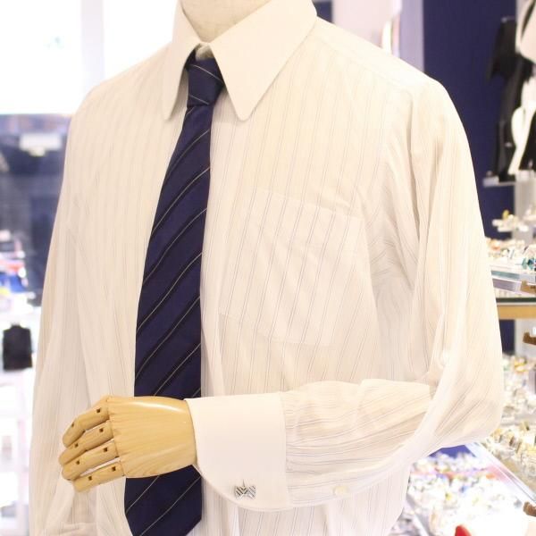 ブラック×グレー・リボンのカフス(カフリンクス/カフスボタン)