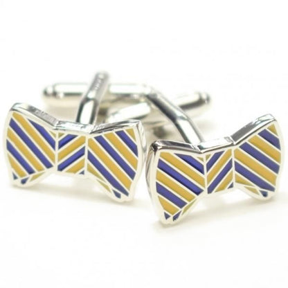 ブルー×イエロー・リボンのカフス(カフリンクス/カフスボタン)