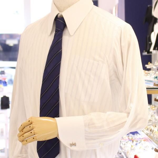 ブルー×イエロー・リボンのカフス(カフリンクス/カフスボタン)