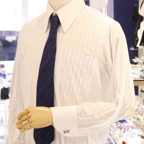 ブラウン×ピンク・リボンのカフス(カフリンクス/カフスボタン)