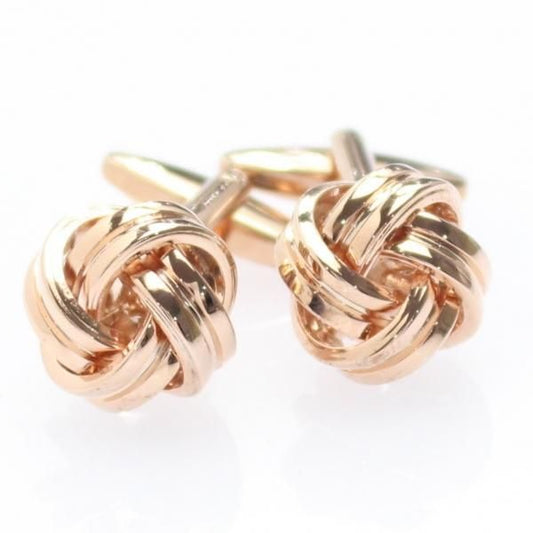 ピンクゴールド・結び目のスタイリッシュカフス(カフリンクス/カフスボタン)