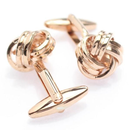 ピンクゴールド・結び目のスタイリッシュカフス(カフリンクス/カフスボタン)
