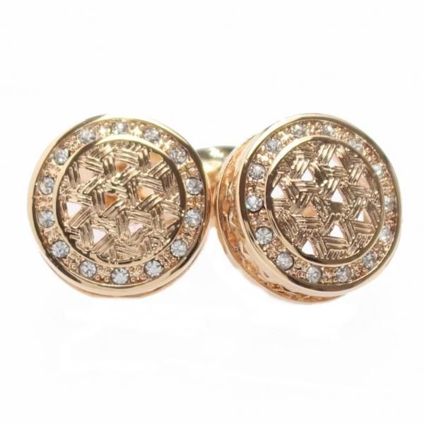 ピンクゴールド・ラウンド・編みデザインのカフス(カフリンクス/カフスボタン)