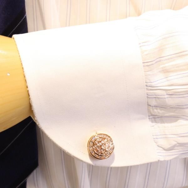 ピンクゴールド・ラウンド・編みデザインのカフス(カフリンクス/カフスボタン)