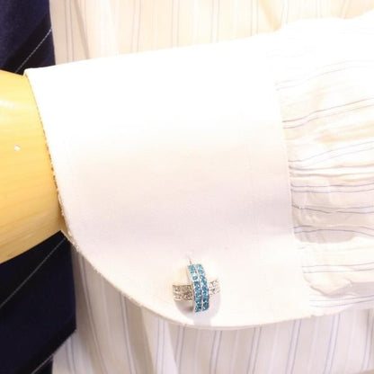 クロスライン・ブルージルコン×クリアストーンのドームカフス(カフリンクス/カフスボタン)