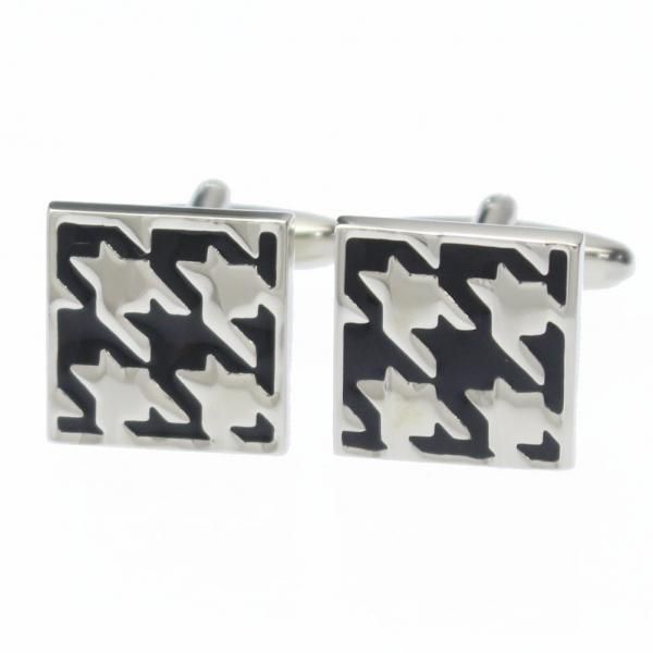 シルバー×ブラック・千鳥格子のカフス(カフリンクス/カフスボタン)