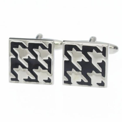 シルバー×ブラック・千鳥格子のカフス(カフリンクス/カフスボタン)