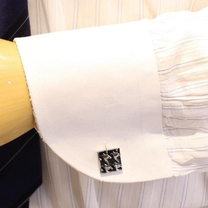 シルバー×ブラック・千鳥格子のカフス(カフリンクス/カフスボタン)