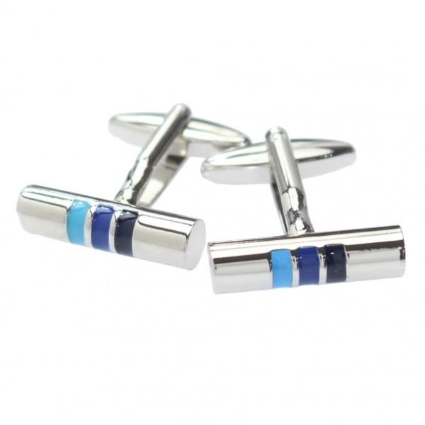 シルバー・筒形のマルチカラーカフス(カフリンクス/カフスボタン)