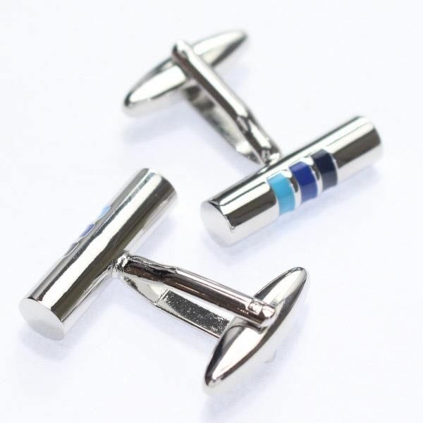 シルバー・筒形のマルチカラーカフス(カフリンクス/カフスボタン)