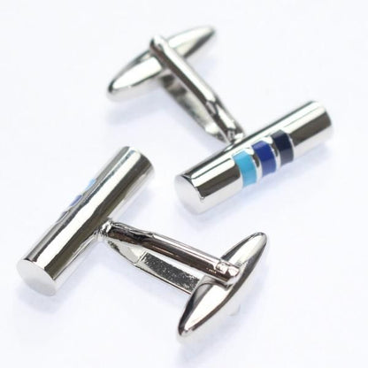 シルバー・筒形のマルチカラーカフス(カフリンクス/カフスボタン)