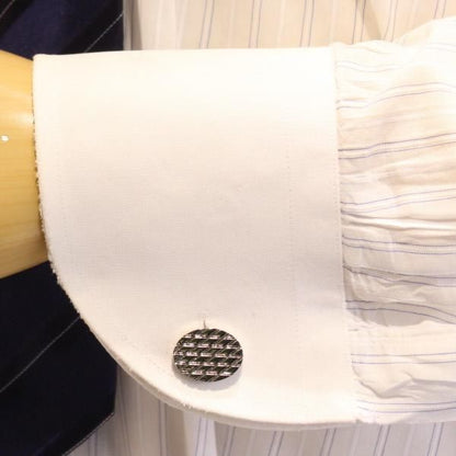 シルバー・オーバル・ダイヤ柄のカフス(カフリンクス/カフスボタン)