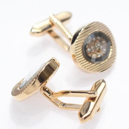ゴールド・オーバル・きらきらストーンのカフス(カフリンクス/カフスボタン)