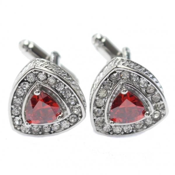 トライアングル・レッドストーンのきらきらカフス(カフリンクス/カフスボタン)