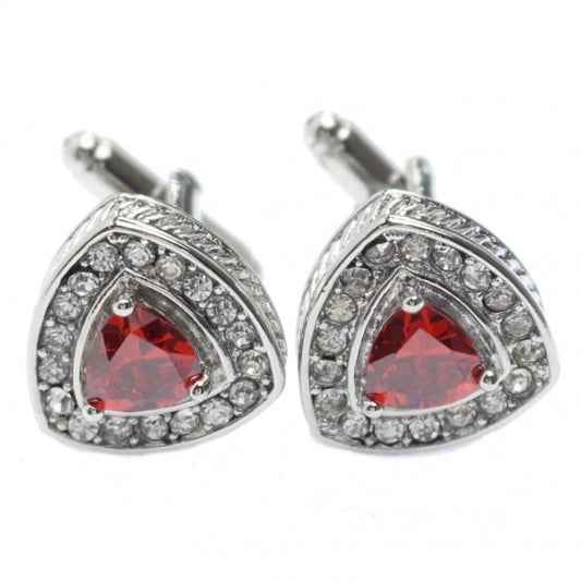 トライアングル・レッドストーンのきらきらカフス(カフリンクス/カフスボタン)