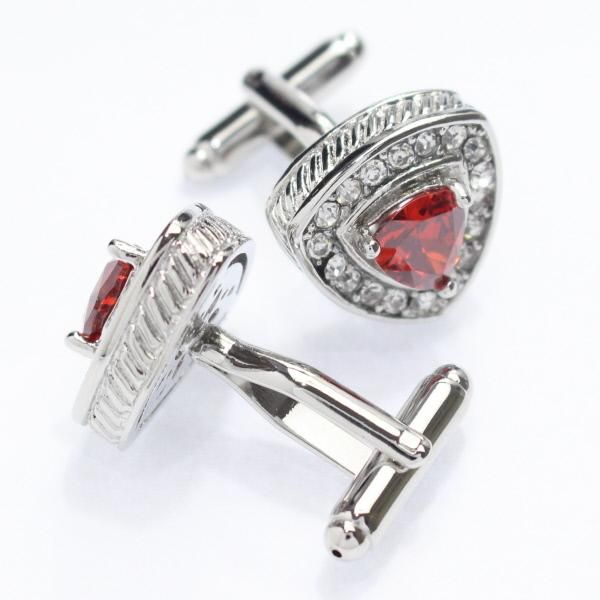 トライアングル・レッドストーンのきらきらカフス(カフリンクス/カフスボタン)
