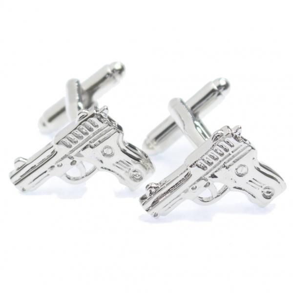 シルバー・ピストルのカフス(カフリンクス/カフスボタン)