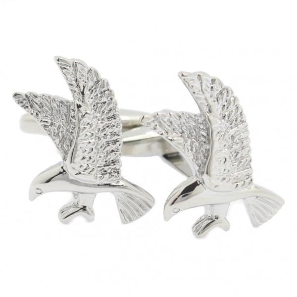 シルバー・羽ばたく鳥のカフス(カフリンクス/カフスボタン)
