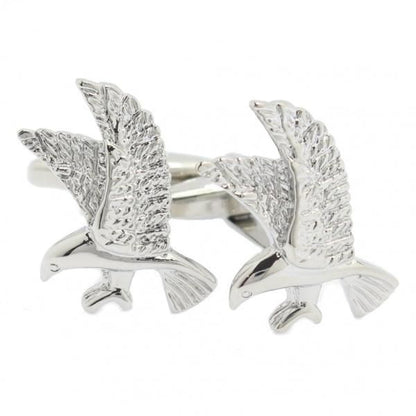 シルバー・羽ばたく鳥のカフス(カフリンクス/カフスボタン)