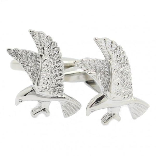 シルバー・羽ばたく鳥のカフス(カフリンクス/カフスボタン)