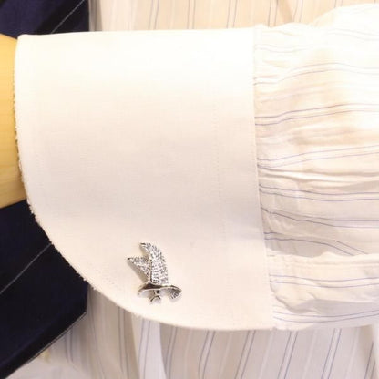 シルバー・羽ばたく鳥のカフス(カフリンクス/カフスボタン)